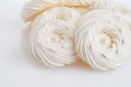 closeup pile of empty meringue nestsの写真素材