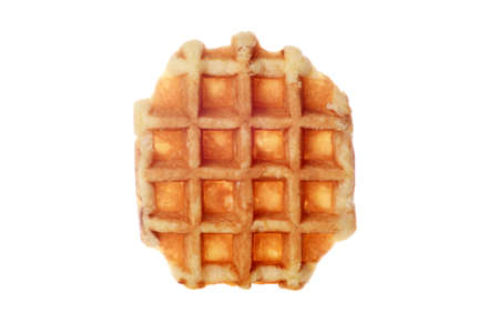 isolated belgian waffle on whiteの写真素材