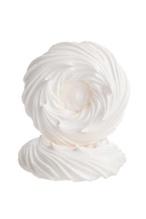 two empty meringue nests isolated on whiteの写真素材