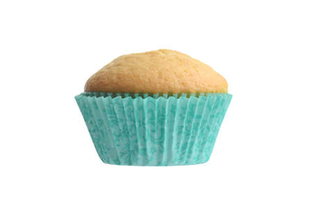 isolated cupcake in blue paper cupの写真素材