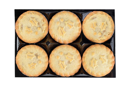 isolated tray of christmas mincemeat piesの写真素材