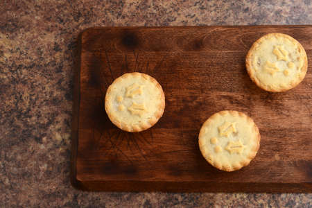 top view three mincemeat piesの写真素材