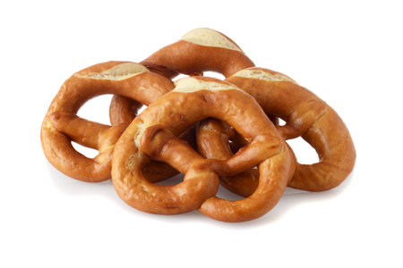closeup pile of soft backed pretzの写真素材