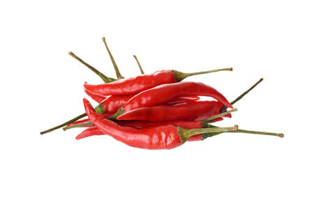 isolated pile of Hanoi Red Peppers Vietnamese Chili on whiteの写真素材