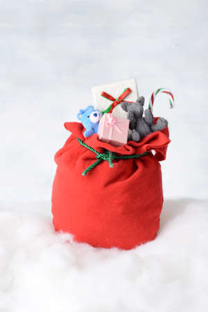 red santa sack full of presentsの写真素材