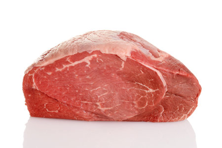 closeup sirloin tip roast on a white backgroundの写真素材