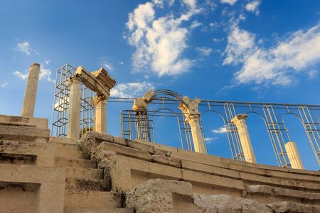 Ruins of ancient roman amphitheatre, used for gladiator fightsの写真素材