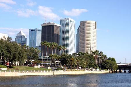 Tampa City Downtown with River Floridaの写真素材