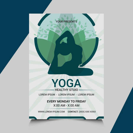 yoga flyer template design in free vector, fitness yoga flyer design in free vectorのイラスト素材