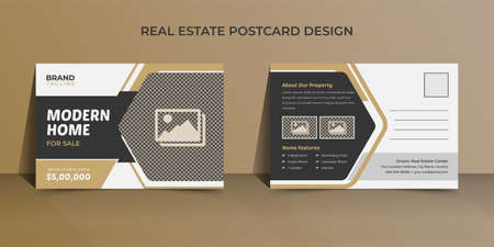 Real estate postcard design, Real estate postcard, flyer, poster, brochure and vector Real estate postcard layout templateのイラスト素材