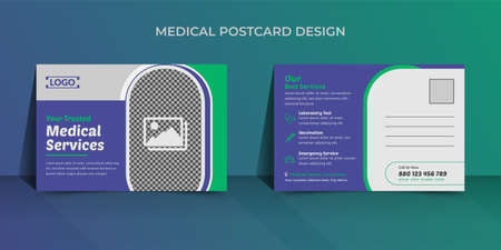 Health care and medical postcard template design, medical brochure design, cover, annual report, poster, postcard templateのイラスト素材
