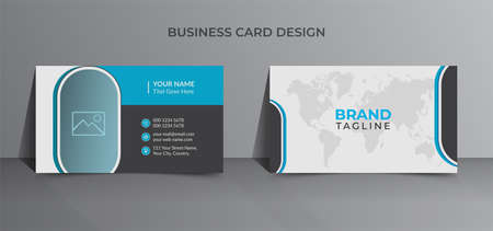 Minimal and creative vector business card template design in blue colorのイラスト素材