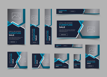 Moden furniture sale web banner template design, Vector horizontal and vertical web banner design or social media cover adsのイラスト素材