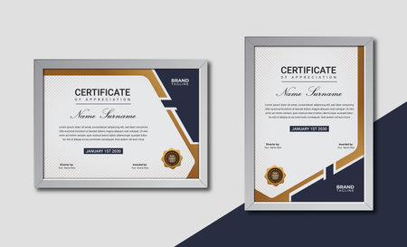 Achievement Certificate Template Design In Vector with a luxury badge and frameのイラスト素材