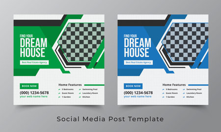 Real estate and home apartment social media post template design with square shapesのイラスト素材