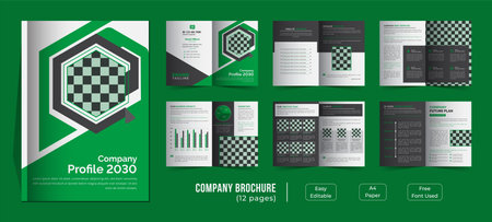 Corporate company profile template design, creative and minimalist bifold business company brochure magazine template design with a modern conceptのイラスト素材