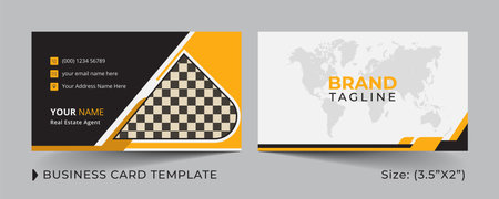 Corporate business card and modern real estate agent business card template design with creative vector shapeのイラスト素材