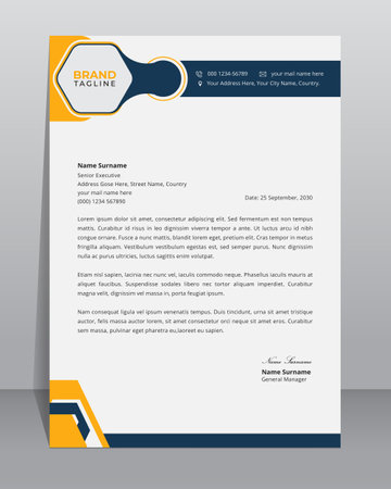 Creative and modern business letterhead, stationery and brand identity template design with A4 creative vector shapeのイラスト素材