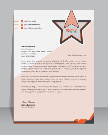 Creative and modern business letterhead, stationery and brand identity template design with A4 creative vector shapeのイラスト素材