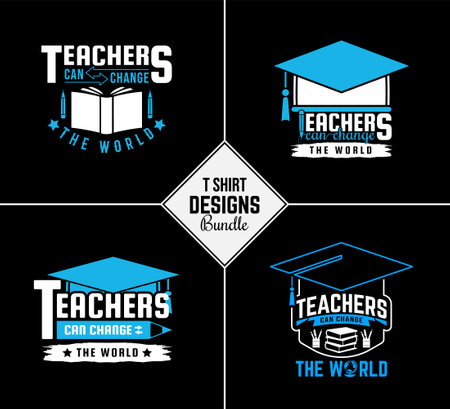 Vintage teacher t shirt design bundle with creative teacher day motivation quote and vector shapeのイラスト素材