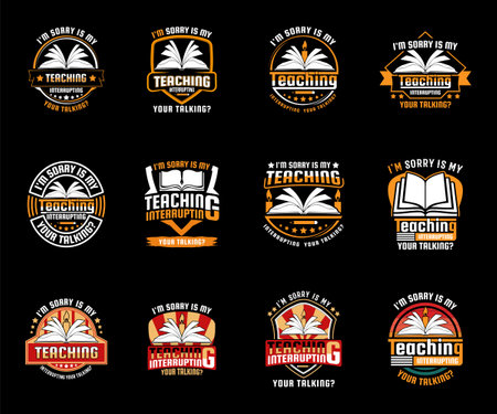Teacher t shirt design mega bundle set with creative teacher day motivation quote and vector shapeのイラスト素材