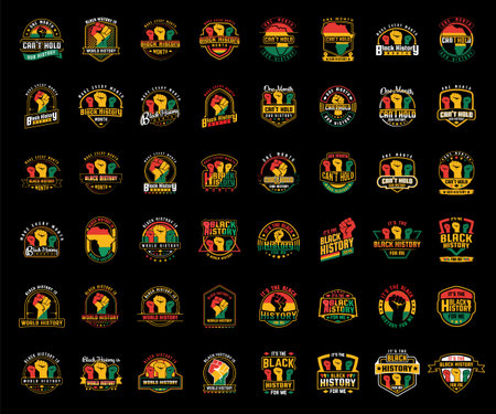 Black history month t shirt design mega bundle with typography black history quote and vector shapeのイラスト素材