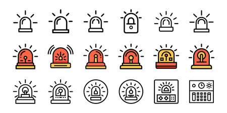 Flasher icons set in line style. Vector illustration on white background.のイラスト素材