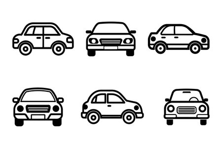 Car icons set. Outline set of car vector icons for web designのイラスト素材