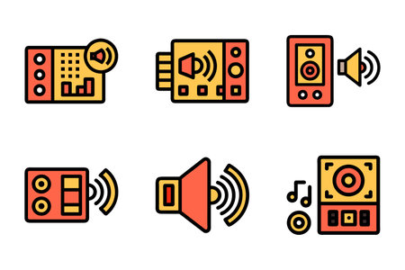 Set of icons for music and sound. Vector illustration in flat style.のイラスト素材