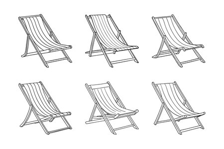 Beach chair icon set. Outline illustration of beach chair vector icon for webのイラスト素材