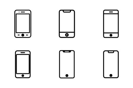 Mobile icon bundle set in silhouette style vector. Smartphone icons vector. Mobile phone sign and symbol. Smartphone iconのイラスト素材