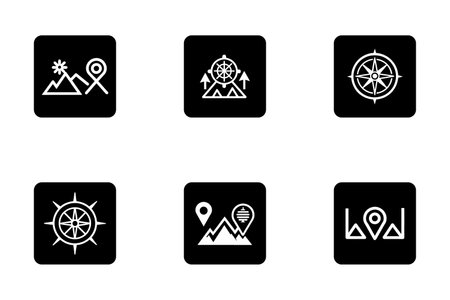 Explore icon bundle set in silhouette style vectorのイラスト素材