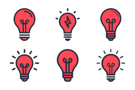 Bulb light icon bundle set in silhouette style vector clip art. Set of light bulb icons. Lightbulb icon. Vector illustrationのイラスト素材