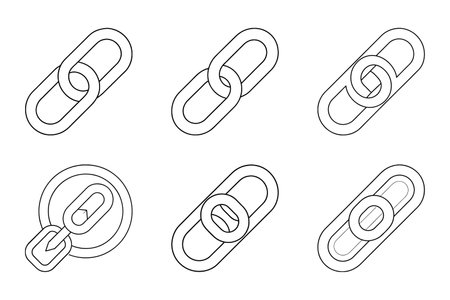 Link icon set in line art style. Link icons set. Hyperlink chain sign and symbol. Hyperlink chainのイラスト素材