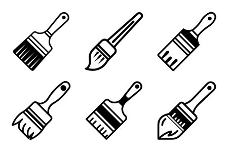Paint brush icon bundle set in vector. Paint brush icons set. Vector illustration isolated on white background.のイラスト素材