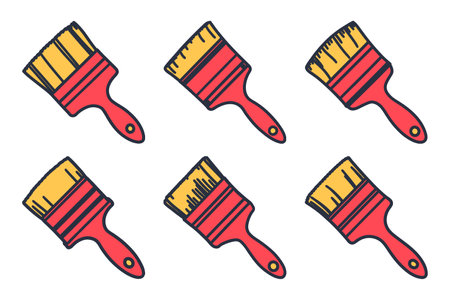 Paint brush icon bundle set in vector. Paint brush icons set. Vector illustration isolated on white background.のイラスト素材