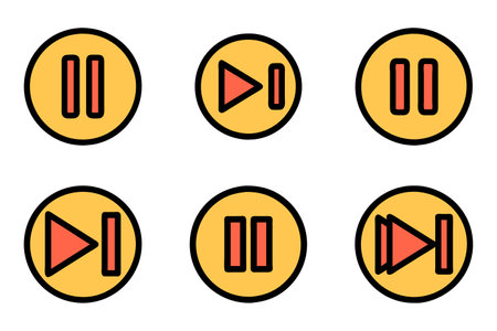 Pause icon set in vector. Media player icons set. Media player vector icons set. Play button