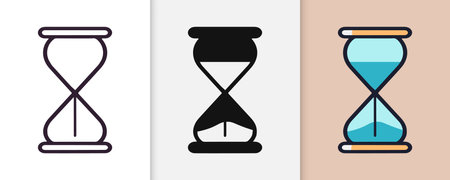 Hourglass outline and silhouette icon set in isolated flat vector illustration. Hourglass icon. Time icon. Hourglass symbol. Isolated vector illustrationのイラスト素材