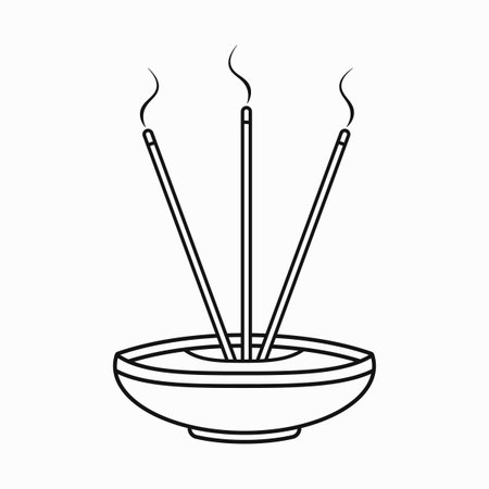 Incense stick icon in line art, silhouette and color style flat illustrationのイラスト素材