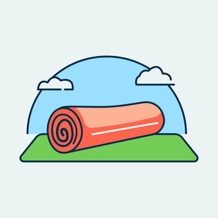 Yoga mat vector in flat illustration styleのイラスト素材