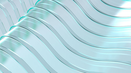Abstract 3d rendering of wavy surface. Striped metallic background. 3D rendering