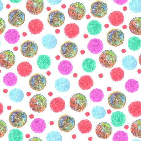 seamless pattern Colorful Spots painted color pensilsの写真素材