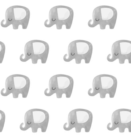 Elephant vector pattern. Baby animal seamless background in scandinavian style.のイラスト素材