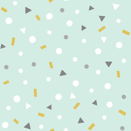 Confetti vector pattern. Party seamless background with abstract geometric shapes, triangles, dots, sprinkles. Trendy print.のイラスト素材