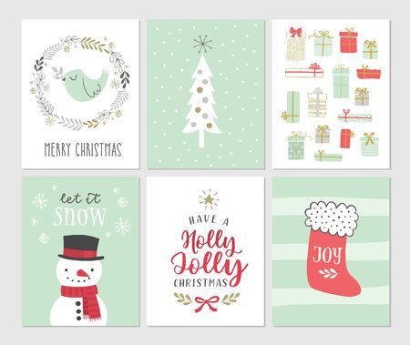 Cute Christmas cards set.のイラスト素材