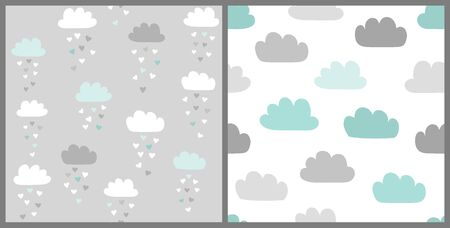 A collection of cloud vector pattern in Scandinavian style.のイラスト素材