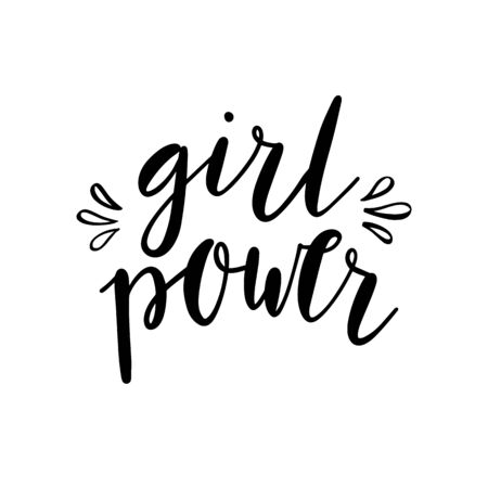 Girl Power. Modern brush calligraphy. Inspirational feminist quote poster design. Graphic design element.のイラスト素材