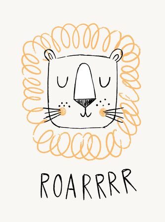 Lion vector in doodle style.のイラスト素材