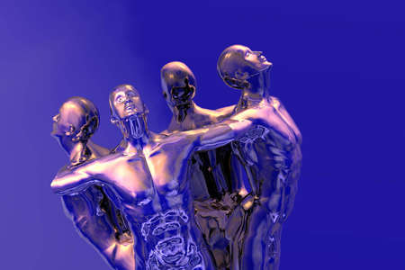 Digital illustration man arms linked to each other.の写真素材