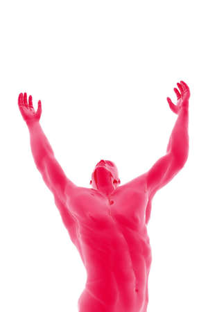 Digital illustration man arms up into the air.の写真素材